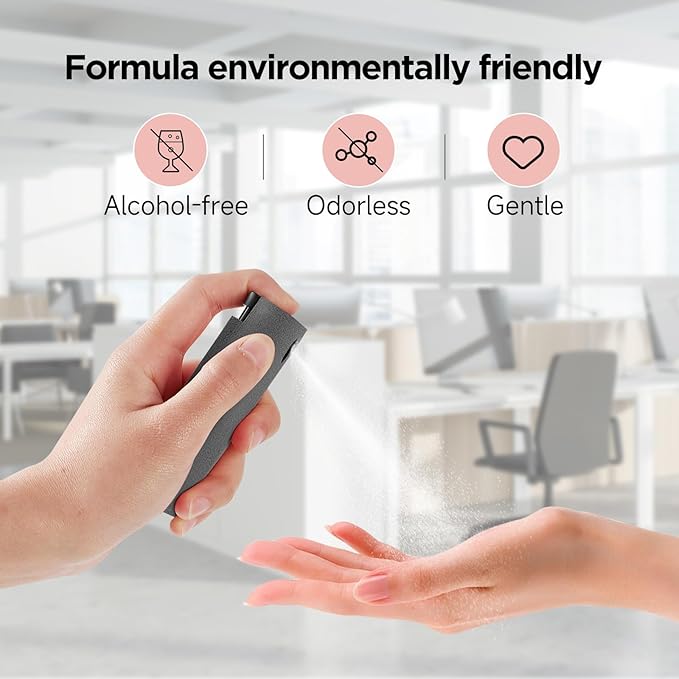 2 in 1 Screen Cleaner, Spray & Wipe Cleaner, with Transparent Protective Shell for All Phones, Laptop and Tablet Screens