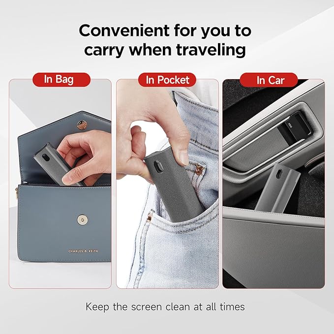 2 in 1 Screen Cleaner, Spray & Wipe Cleaner, with Transparent Protective Shell for All Phones, Laptop and Tablet Screens