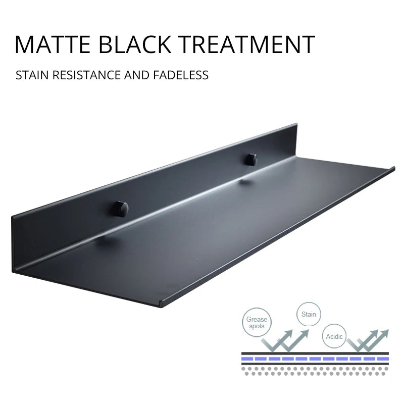 Matt Black Wall Bathroom Shelves