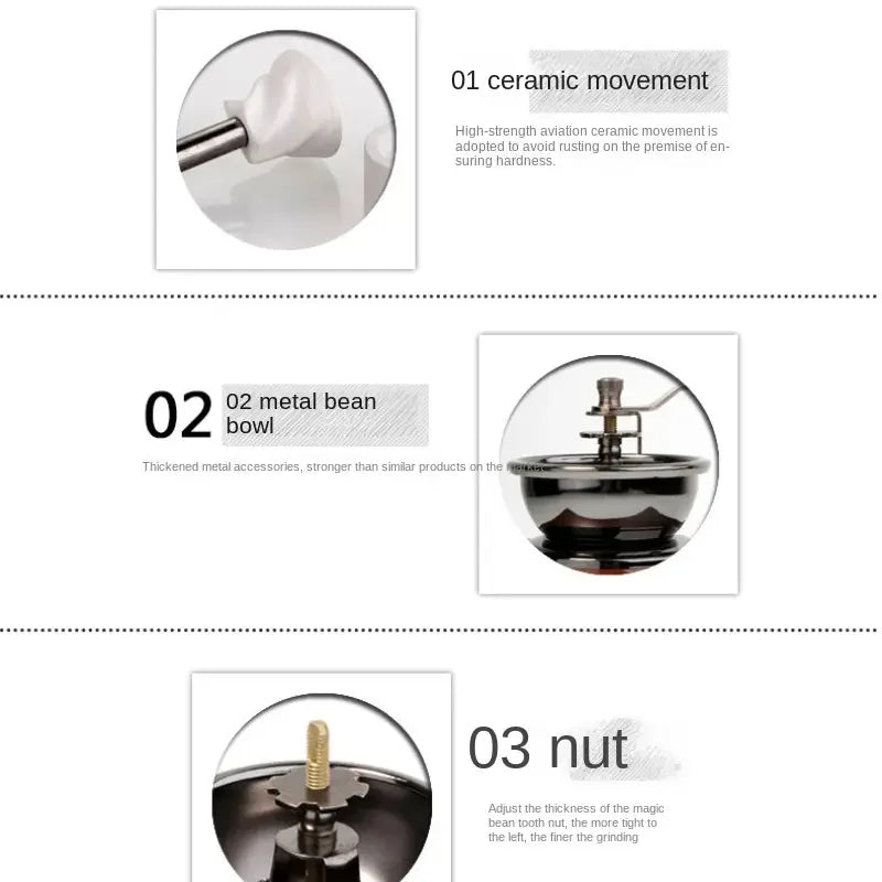 Wooden Vintage Manual Bean Grinder Press Pot Set