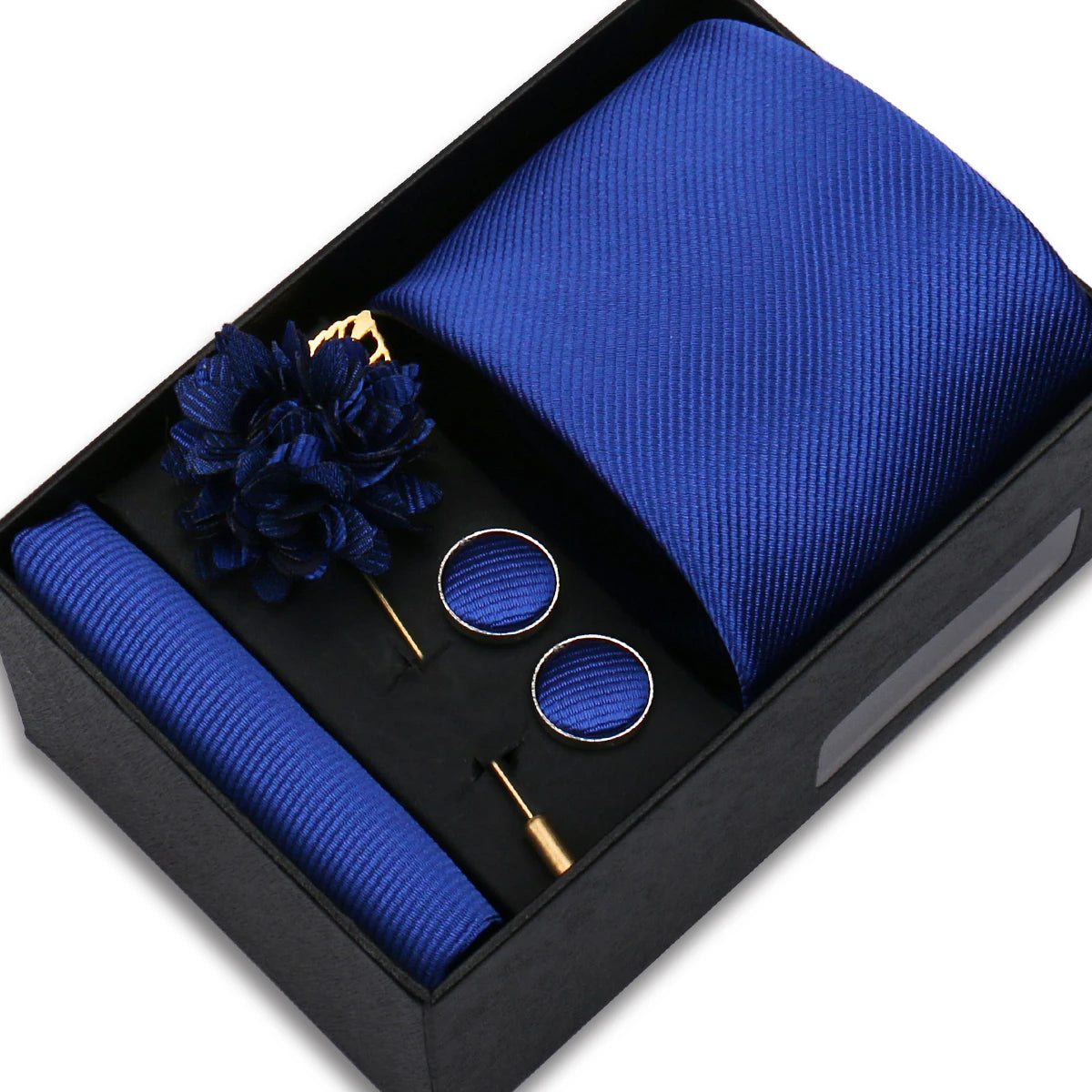 Solid Color Tie Set For Men Flower Pin