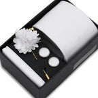 Solid Color Tie Set For Men Flower Pin