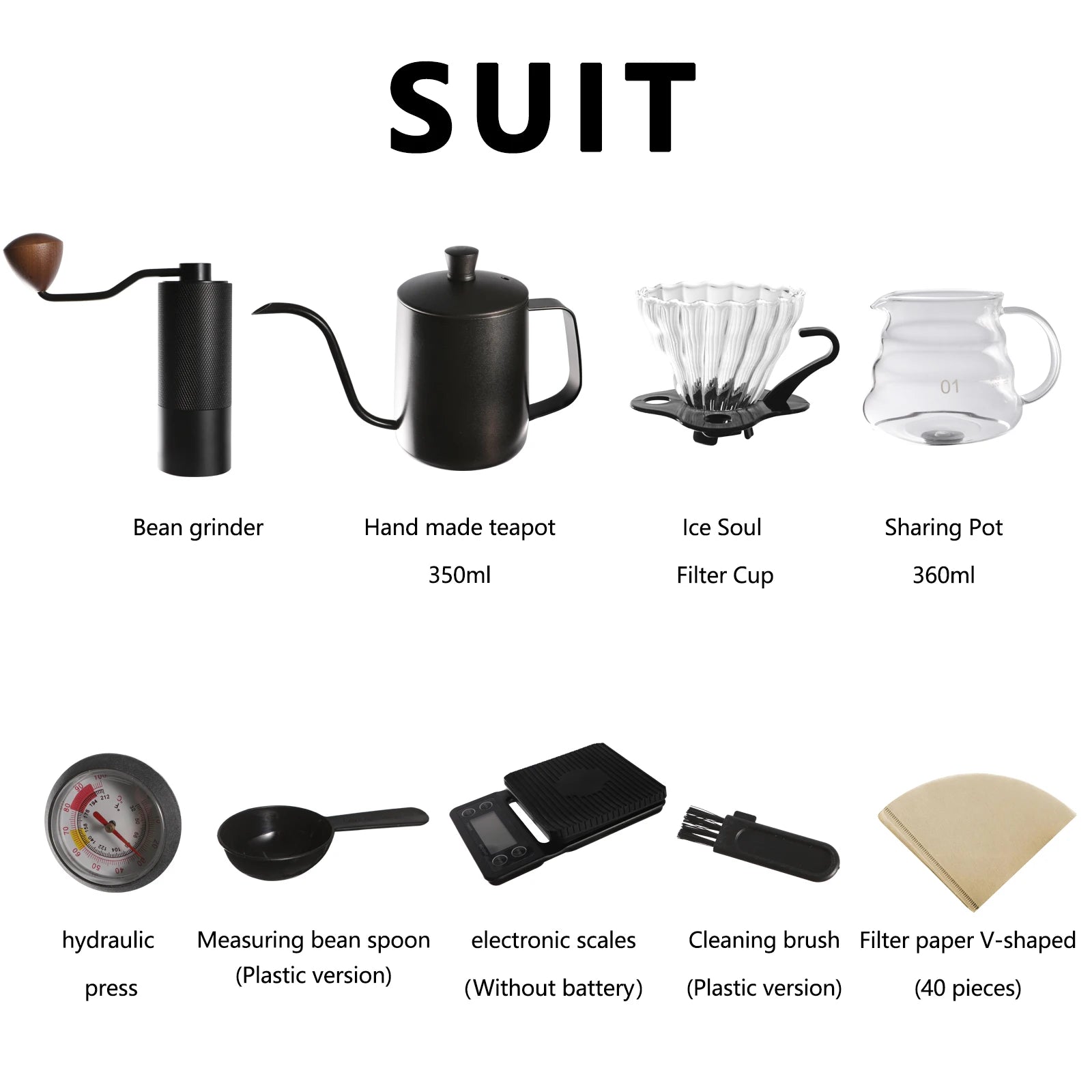 Steel Grinder Kettle Coffee Set