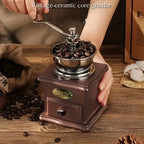 Wooden Vintage Manual Bean Grinder Press Pot Set