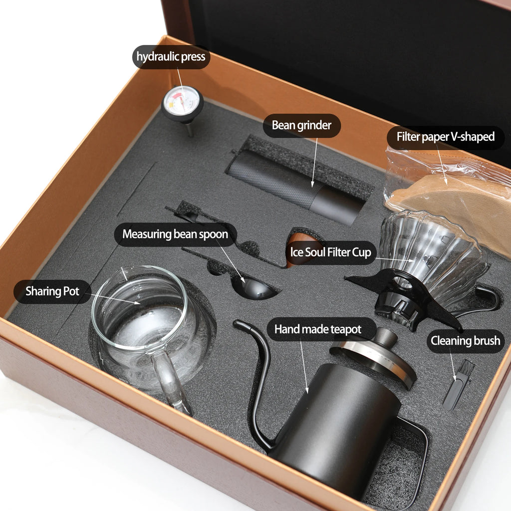 Steel Grinder Kettle Coffee Set